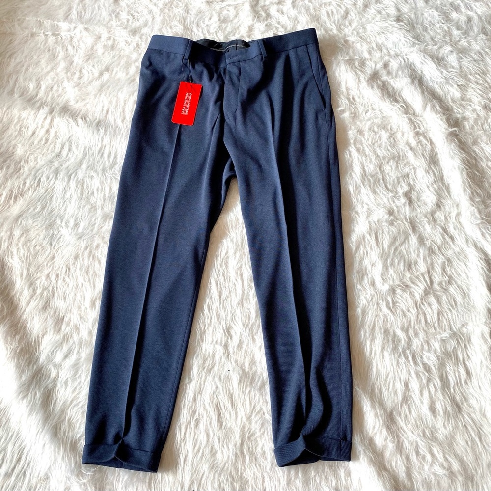 Zara NWT blue slim leg trouser cuffs 32 - Picture 10 of 16